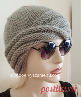 Вязаная спицами перекрученная шапка от Wiliams Cloche - Klubok - Modnoe Vyazanie.ru.com