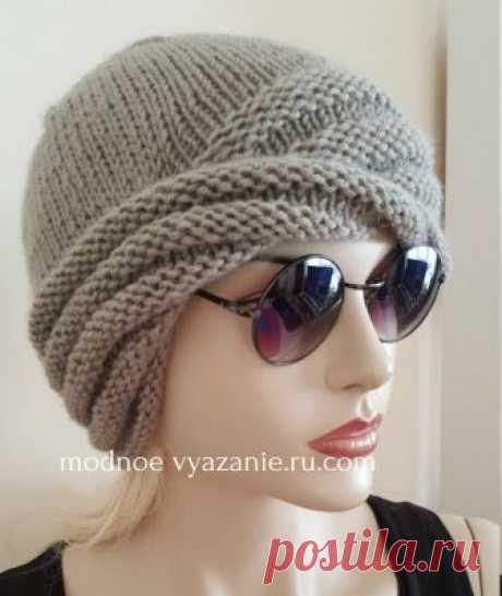 Вязаная спицами перекрученная шапка от Wiliams Cloche - Klubok - Modnoe Vyazanie.ru.com