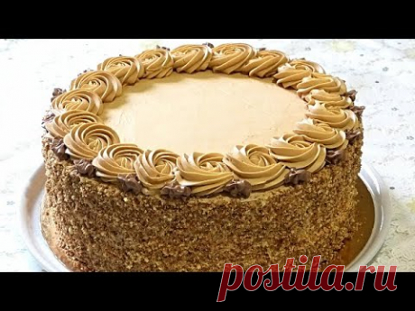 Бисквитный торт с БЕЗЕ и кремом СО СГУЩЁНКОЙ. /Cake with meringue.