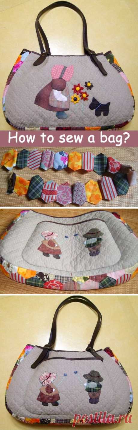 Japanese patchwork tutorial  zipper quilted appliqué handbag. DIY tutorial in pictures.  https://www.handmadiya.com/2015/09/quilt-bag-japanese-patchwork-tutorial.html