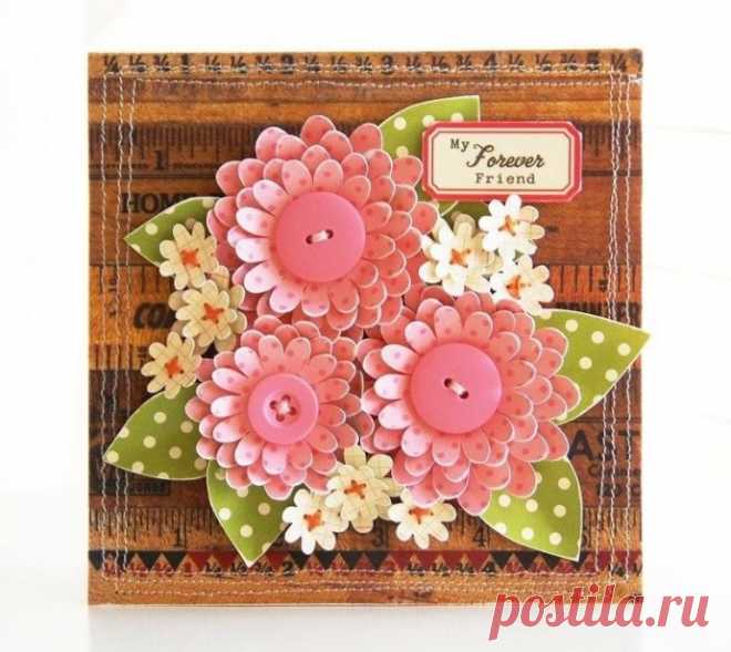 ​Цветы, созданные с помощью пуговиц