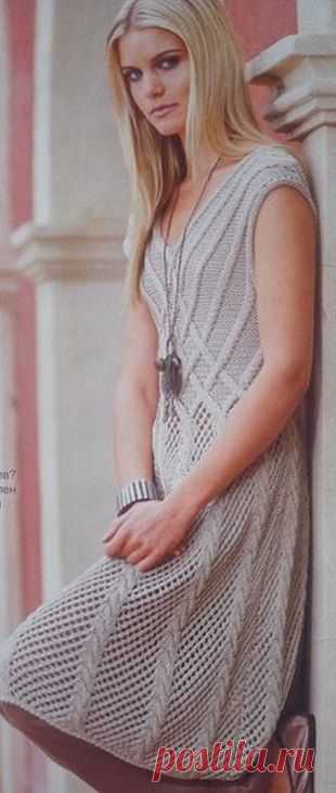 Элегантное платье спицами