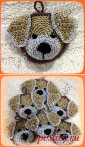 Вязаный новогодний сувенир-подвеска Собака-2018