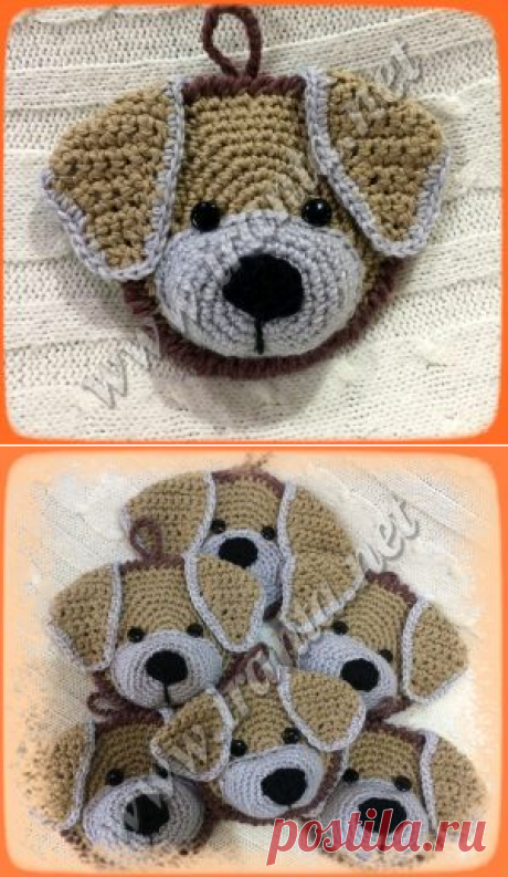 Вязаный новогодний сувенир-подвеска Собака-2018