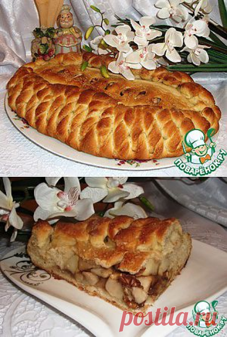 Постный пирог с яблоками и грецкими орехами - кулинарный рецепт