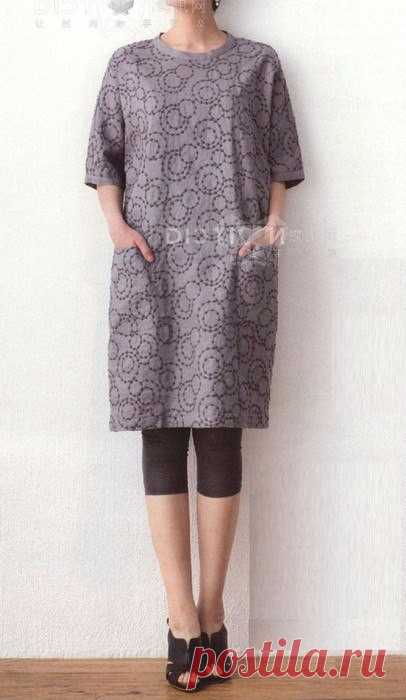 Выкройка-шаблон платья-туники с цельнокроеными рукавами и застежкой на спинке (Шитье и крой) | Журнал Вдохновение Рукодельницы