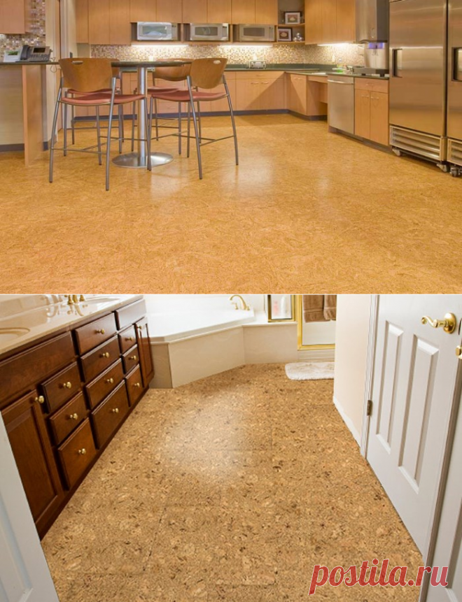 Пробковые покрытия для пола кухни: укладка клеевого покрытия и уход