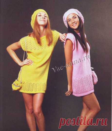 Платье-туника, берет и сумочка