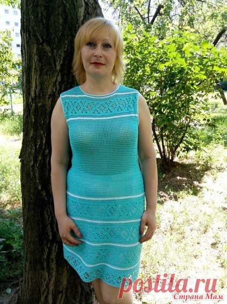 Голубое платье филейной вязкой от Ольги Ивановой 1 (Страна Мам)