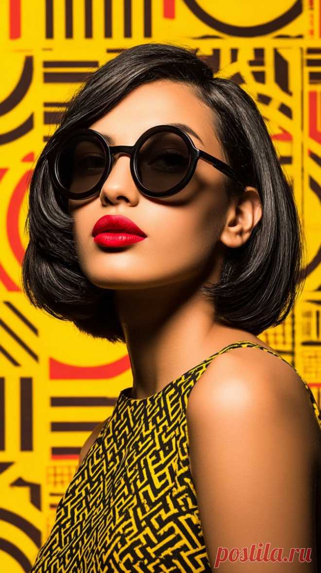 Яркий портрет: игривая красотка в стиле ретро с геометрическим фоном. Нейронная сеть Миджорни - Midjourney примеры промтов - Форум ИИ о нейросетях - Yes Ai