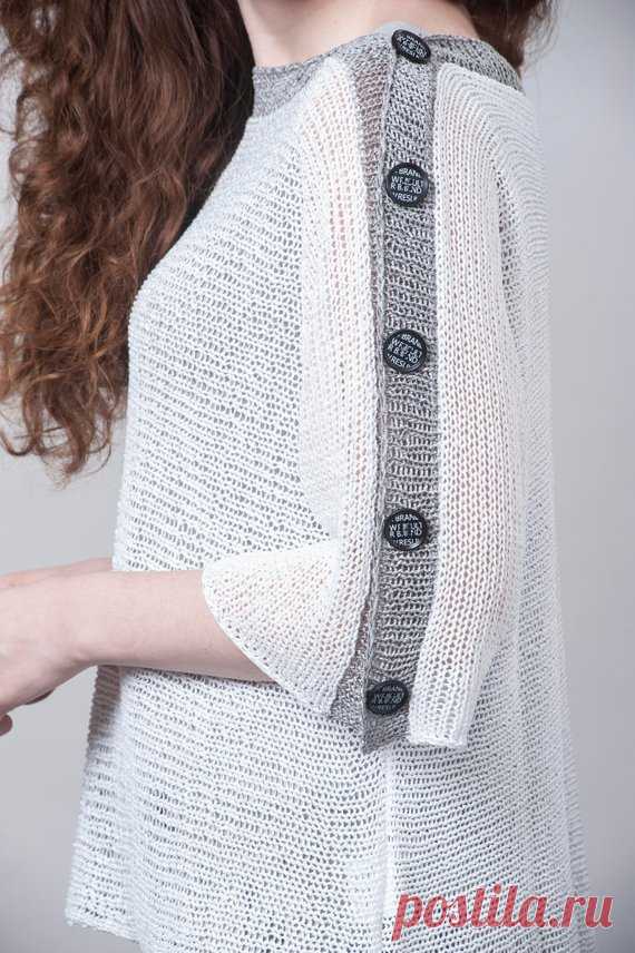Long Sleeve Top, Summer Top, Pullover Women, Women Summer Top, Loose Top, Boho Tops, Knit Sweater, Light Top, Knit Top, Light Sweater, Sheer White & Grey Knit Sweater, Women Spring / Autumn Clothing, Fashion Summer Knit Top- Boho Style, Fits all seasons.  Knitwear is not a seasonal item anymore. Lightweight and breathable our knitwear will fit easily into any wardrobe. Comfortable, easy to wear, and convertible – our womens