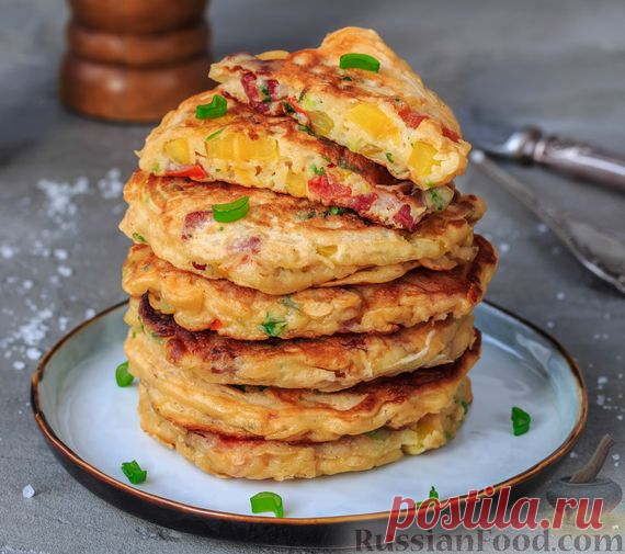 Рецепт: Оладьи а-ля пицца на RussianFood.com