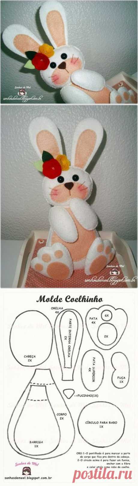 Зайка из фетра