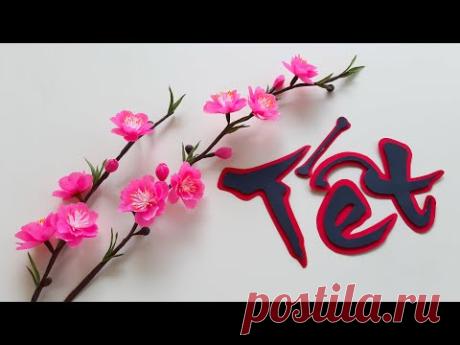 Cách Làm Hoa Đào Bằng Giấy Nhún / Paper Flower / Góc nhỏ Handmade