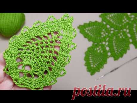 Простой ЛИСТИК КРЮЧКОМ подробное ВЯЗАНИЕ для начинающих How to Crochet a Leaf Tutorial for Beginners