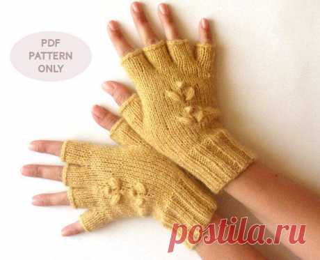 PDF Knitting PATTERN Knit Fingerless Mittens by AimarroPatterns