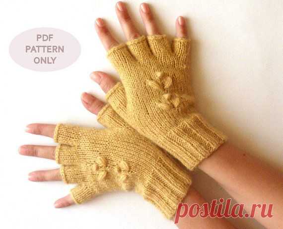 PDF Knitting PATTERN Knit Fingerless Mittens by AimarroPatterns