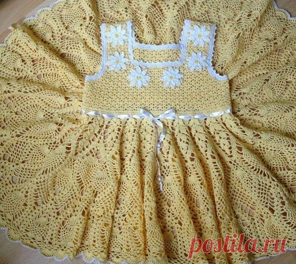 Как связать платье для девочки крючком