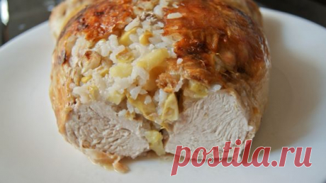 Курица, фаршированная рисом и яблоками - Рецепты с фото. Готовим дома