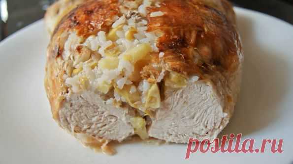 Курица, фаршированная рисом и яблоками - Рецепты с фото. Готовим дома