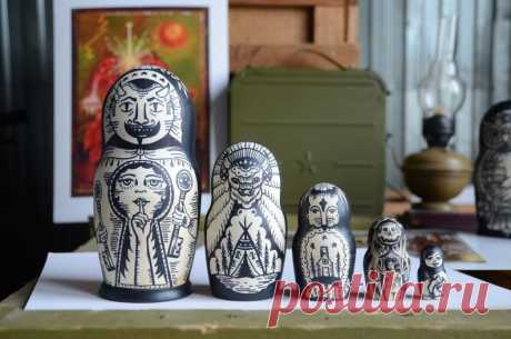 Традиционная русская матрешка русская гнездовая кукла 5 шт. | Etsy