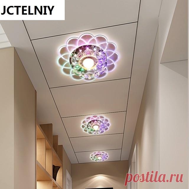 Роскошные Прихожая светодиодный потолочный светильник с Стекло абажур k9 кристалл декоративные поверхностного монтажа лампы для Гостиная украшения дома купить на AliExpress