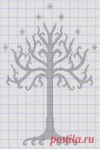 Узор для теневого вязания или монохромной вышивки (деревья).
#вязание #вязание_для_женщин #вязание_спицами #схема_узора #теневой_узор
 Узоры теневого вязания построены на основе лицевых и изнаночных петель. Например, белая клетка - это лицевая, черная - изнаночная.