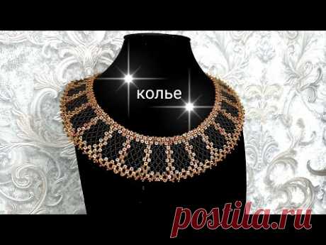 Necklace. Колье на основе бисерной сетки, расшитой пайетками. МК