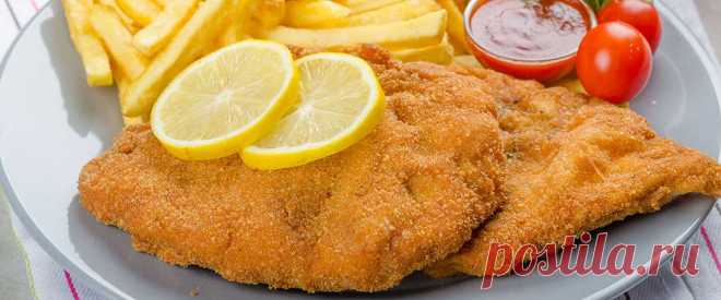 ​Венский шницель из телятины • Рецепт Аппетитный и сочный венский шницель из телятины на сковороде. К тому же домашний мясной шницель в панировочных сухарях очень вкусный. А простой