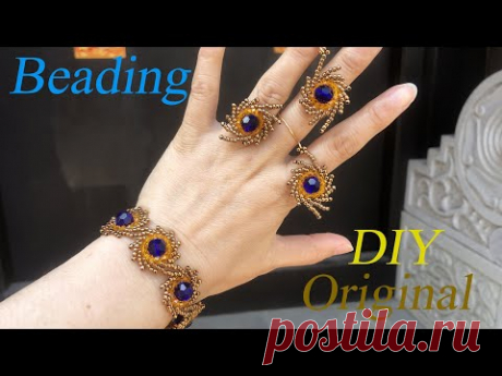 DIY|Beadwork|Beading|Beaded three-piece set|Handmade|Beginner Beading Tutorial|Original design|串珠手作|