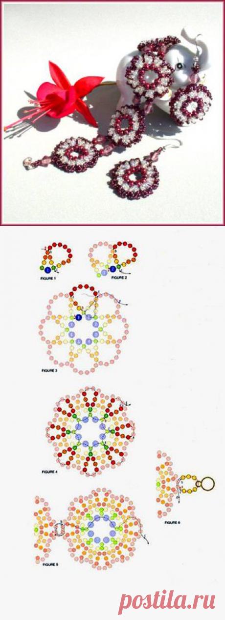 Браслет и серьги &quot;Гранат&quot; с