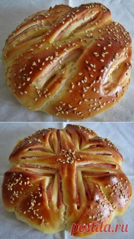 Булочки - цветочки с колбасой : мастер-класс