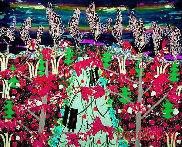 Осенний сад
Калины бронзовые листья
Сорвавшись, падают в траву.
Не в доброй сказке, наяву,
Земля оделась в шубу лисью.
В янтарных бусах облепиха,
Сверкает лаком бузина,
И на ветру, всегда одна
Дрожит осина.Вот трусиха!
Осенний сад красив и ярок,
Пылает красками цветов,
Как пестрый мир из лоскутов –
Природы царственный подарок.  ( Т. Лаврова)