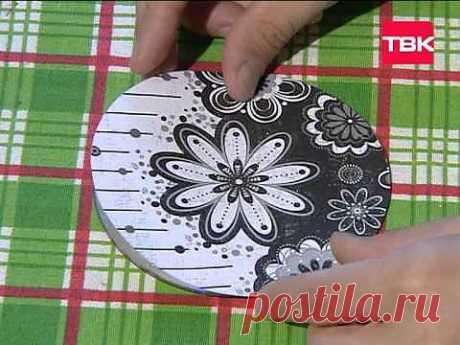 HAND MADE Подставка для кружки из диска и винных пробок - YouTube