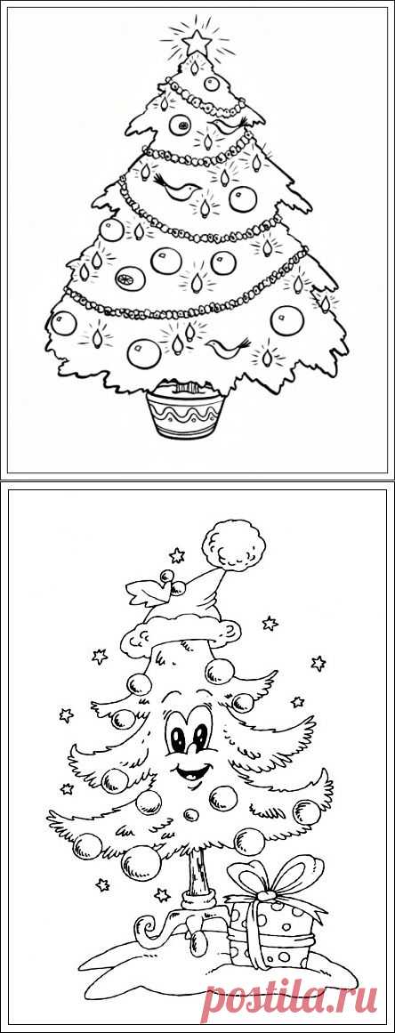 Трафареты елочек.