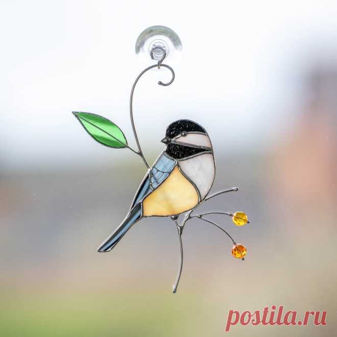 Chickadee vidrieras suncatcher Regalo de cumpleaños Pájaro vidrieras colgantes Regalos para mamá - Etsy Chile
