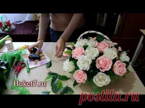 Мастер класс. Букет из конфет. Корзина с розами. — Яндекс.Видео