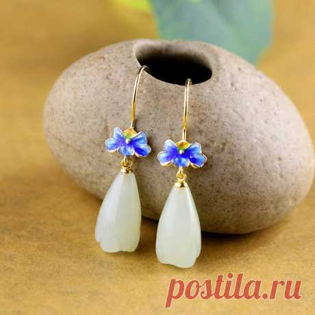 Jade women earrings Flower earrings-boho earrings-drop | Etsy