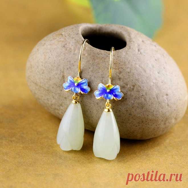 Jade women earrings Flower earrings-boho earrings-drop | Etsy