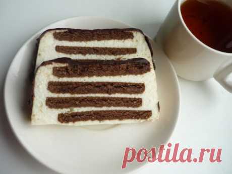 Тортик без выпечки "Полосатый" - Простые рецепты Овкусе.ру