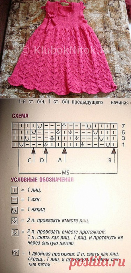 Розовое платье спицами | Вязание для девочек | Вязание спицами и крючком. Схемы вязания.