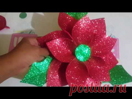 Como hacer flor de noche buena o flor de pascua con foami