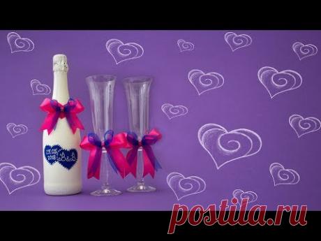 Декор бутылок. Свадебный DIY.