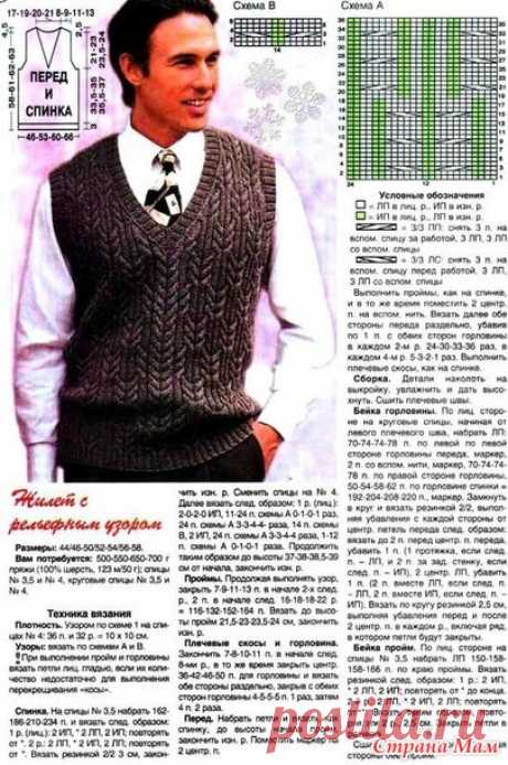 Вяжем мужской жилет. - Вяжем вместе он-лайн - Страна Мам