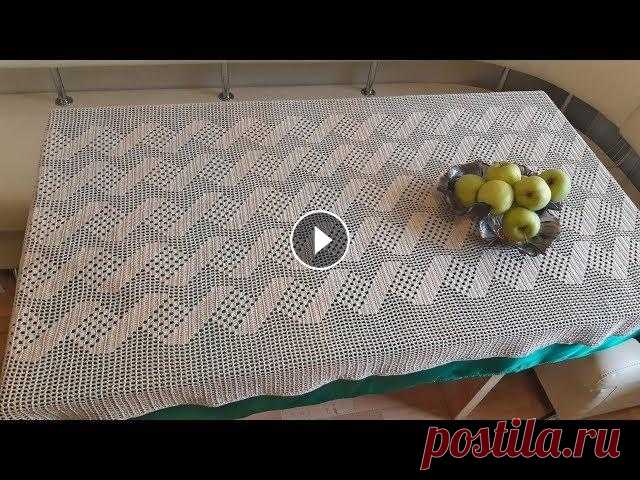 Прямоугольная скатерть филейное вязание крючком Большая прямоугольная скатерть филейное вязание крючком для начинающих. Как вязать филейным узором скатерти крючком. Схема прямоугольной скатерти...