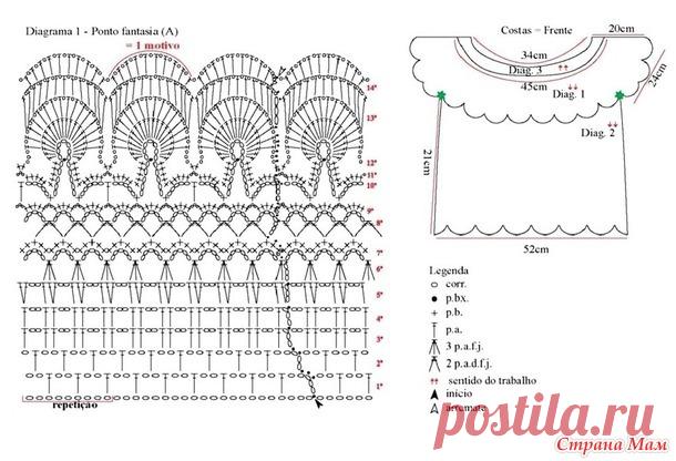 Ажурный топ с круглой кокеткой. - Все в ажуре... (вязание крючком) - Страна Мам