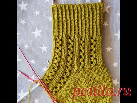 Узор "Оливковые дорожки" / богатый узор для носочков / всего 4 ряда, и шикарные носочки / схема.