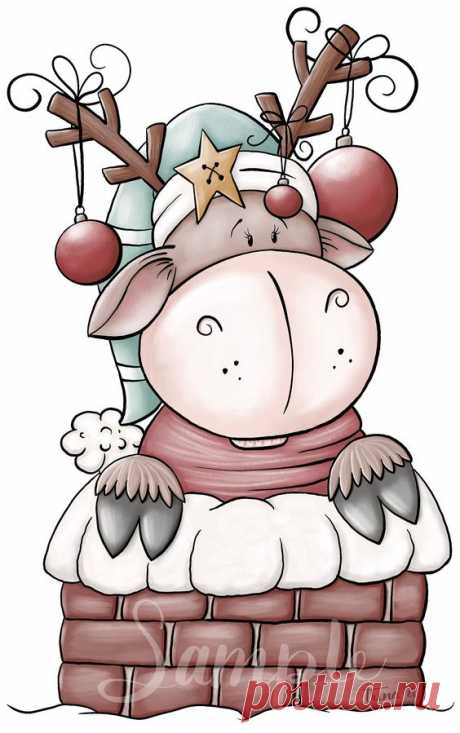 Christmas Chimney Reindeer 2921 - PNG Clipart Commercial Use Instant Digital Download Dye Sublimation