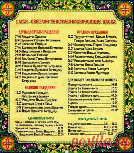 (20) Церковный календарь на 2016 год с праздниками и постами | здоровье и благополучие