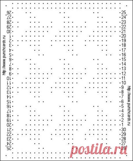Просмотр рисунка перфокарты с раппортом 24 петли, пересчёт на две фонтуры, печать перфокарты